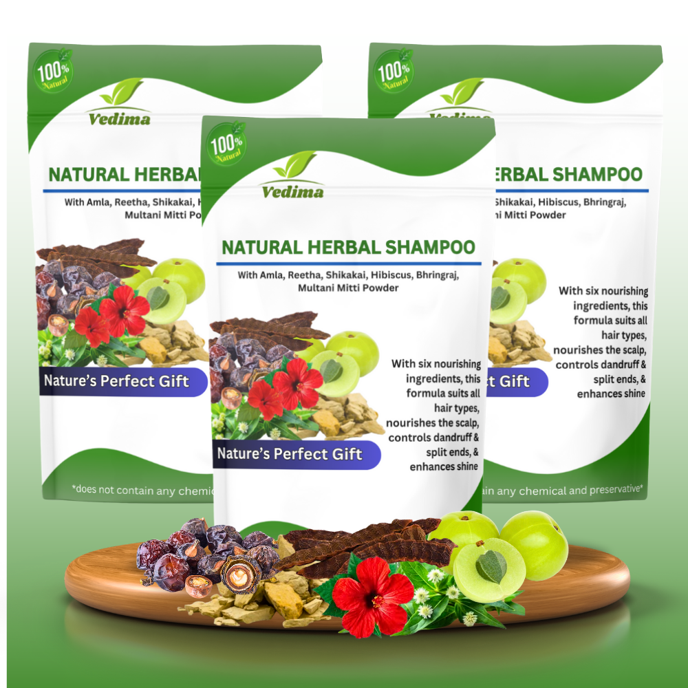 Herbal Hair Shampoo with Hibiscus, Bhringraj & Multani Magic - Vedima
