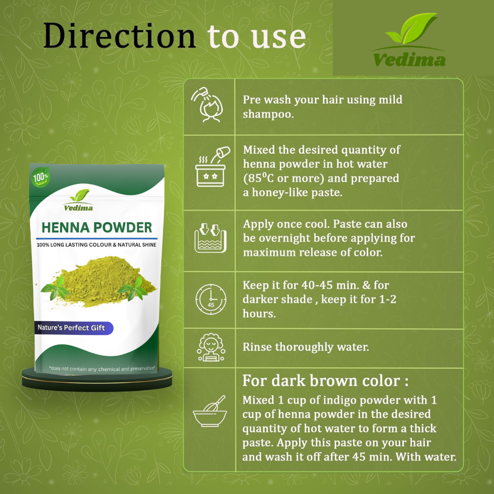 Henna Leaf Powder for Hair – Mehandi Powder - Vedima