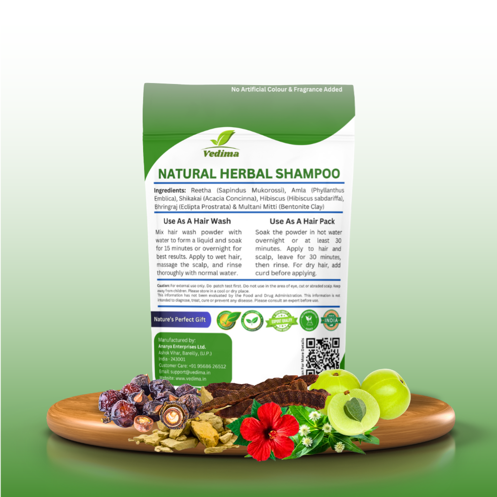 Herbal Hair Shampoo with Hibiscus, Bhringraj & Multani Magic - Vedima