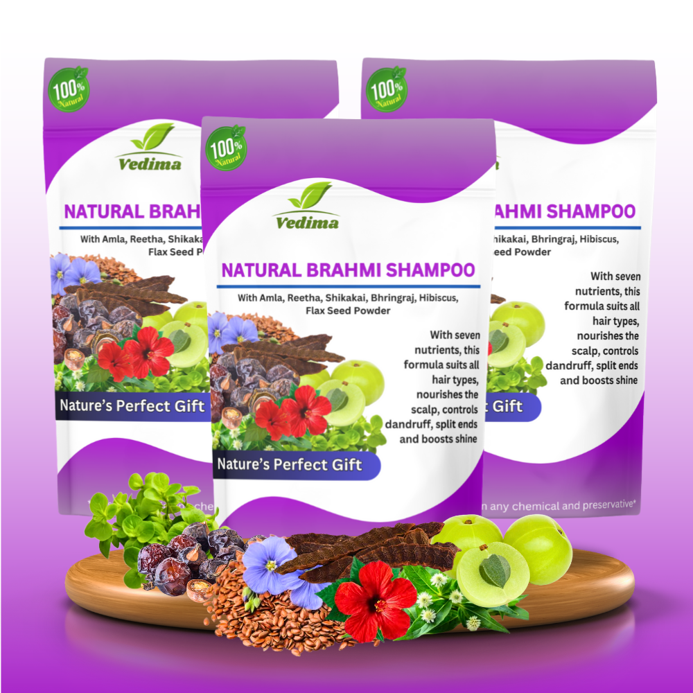 Natural Brahmi Hair Shampoo with Amla, Bhringraj & Herbal Botanicals - Vedima