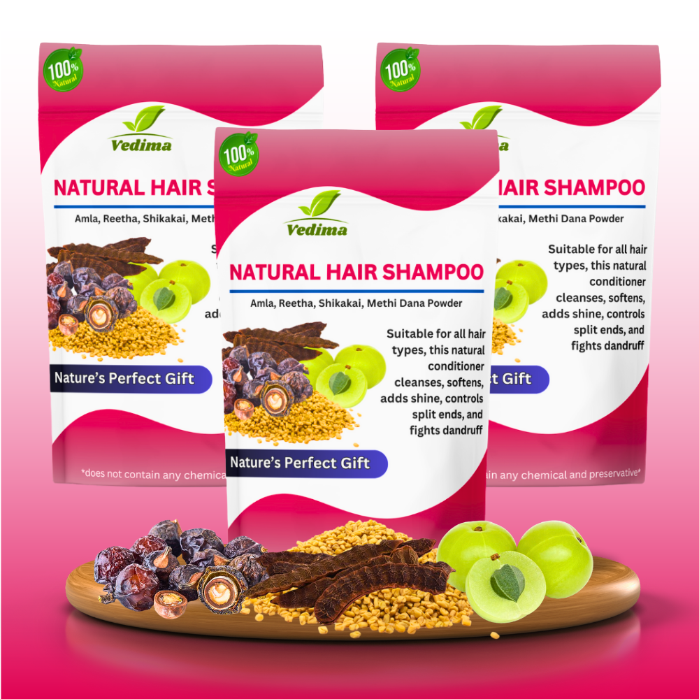 Natural Hair Shampoo with Methi, Amla, Reetha & Shikakai - Vedima