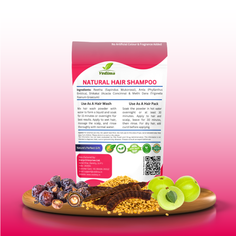 Natural Hair Shampoo with Methi, Amla, Reetha & Shikakai - Vedima