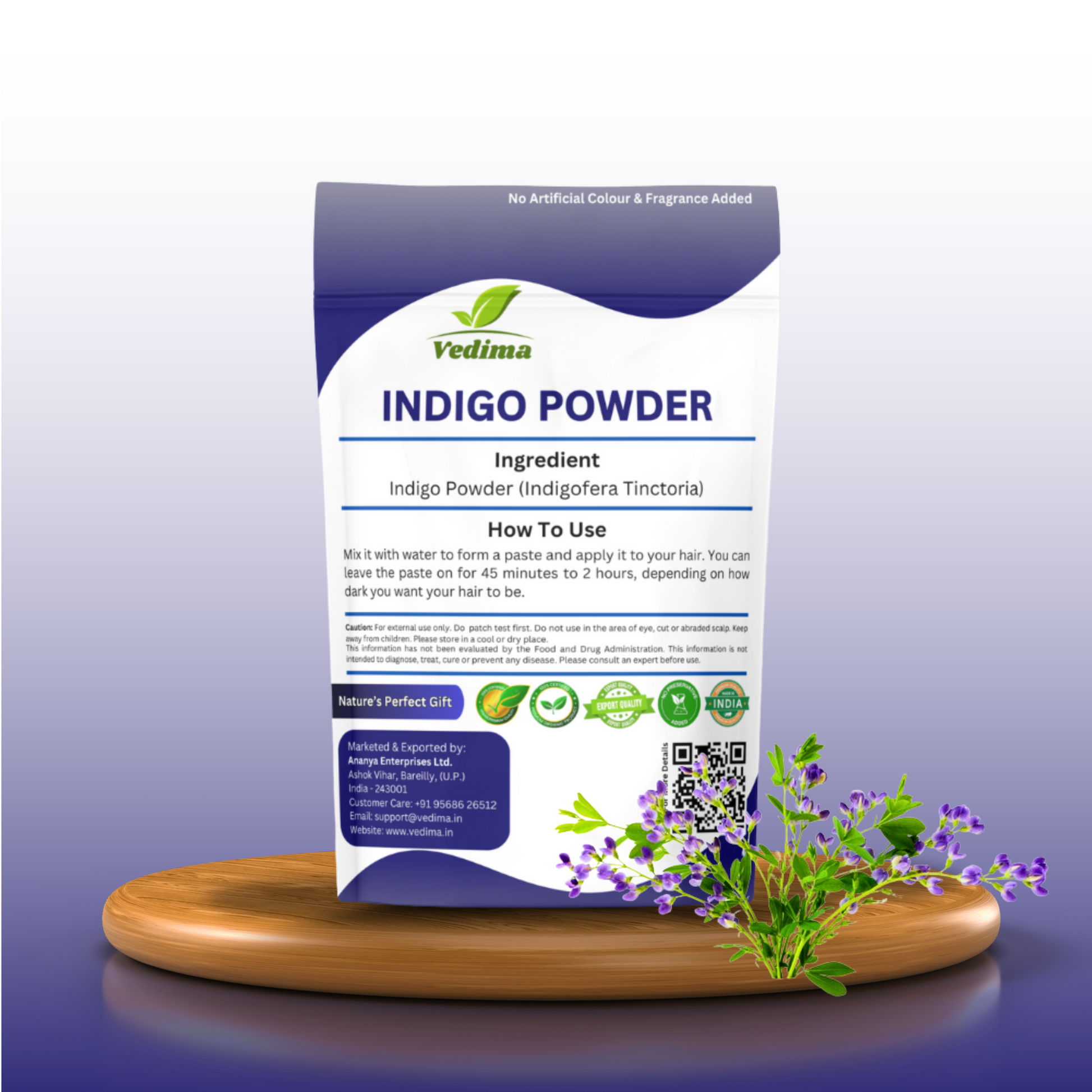 Indigo Leaves Powder – Natural Hair Dye for Black Hair - Vedima