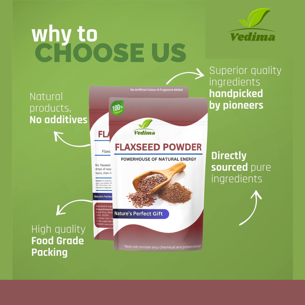 Natural Flax Seeds Powder for Healthy Hair & Stronger Roots - Vedima