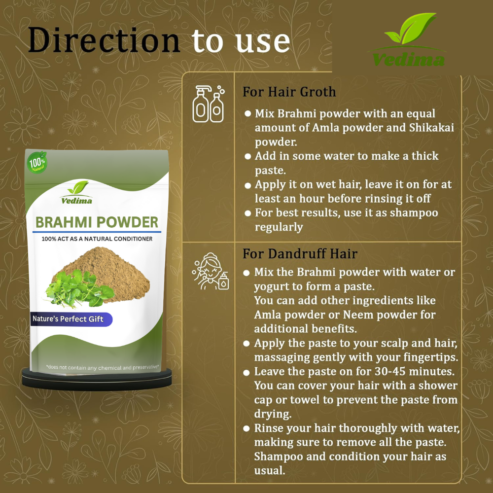 Ayurvedic Brahmi Powder For Hair Growth - Vedima