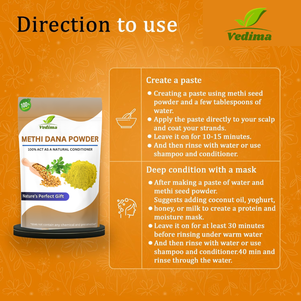Natural Methi Dana Powder for Healthy Hair & Scalp - Vedima