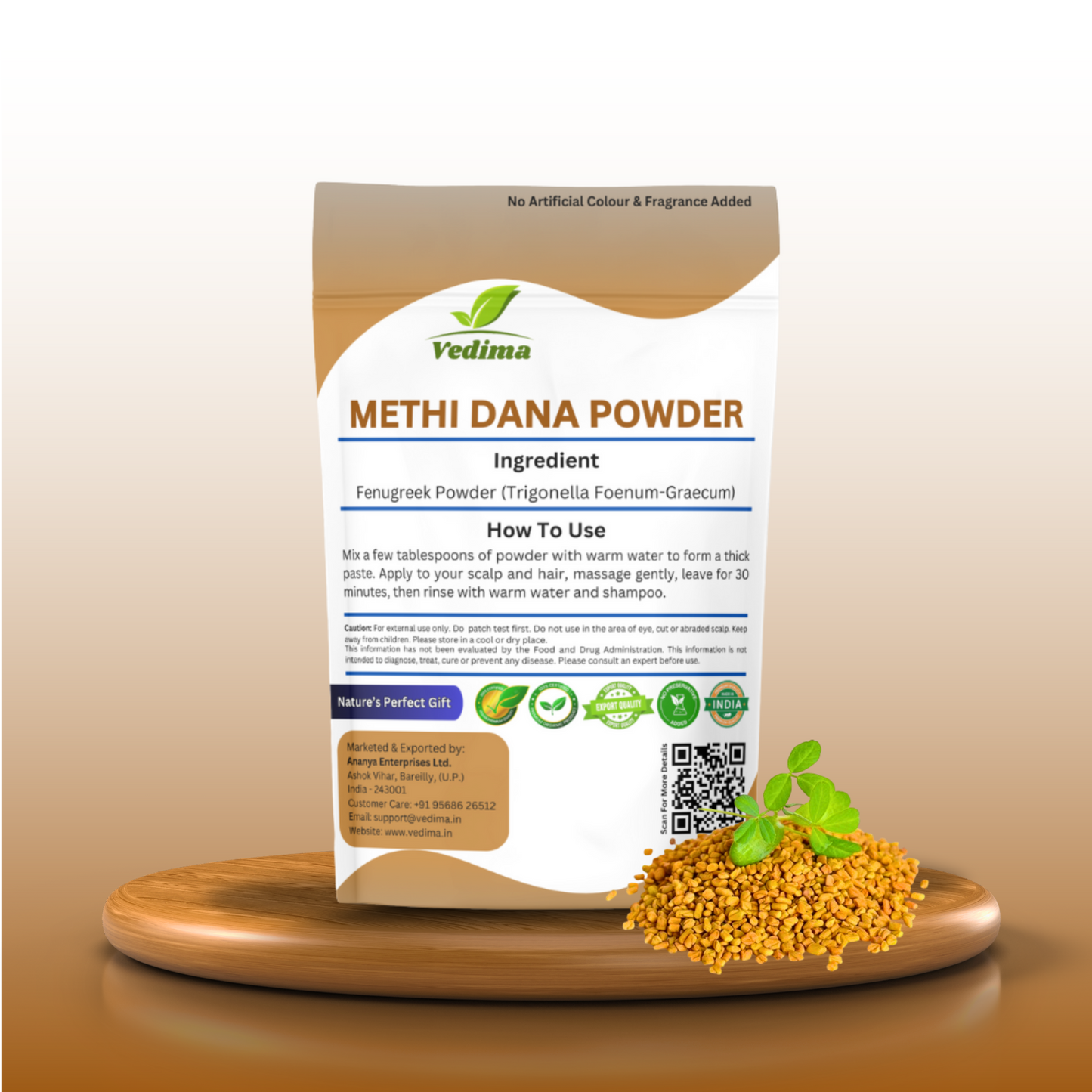Natural Methi Dana Powder for Healthy Hair & Scalp - Vedima