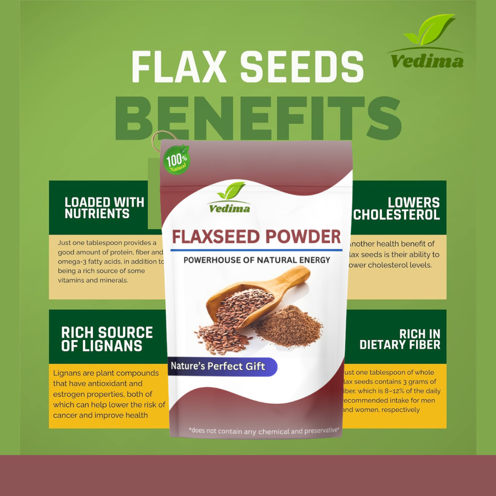Natural Flax Seeds Powder for Healthy Hair & Stronger Roots - Vedima