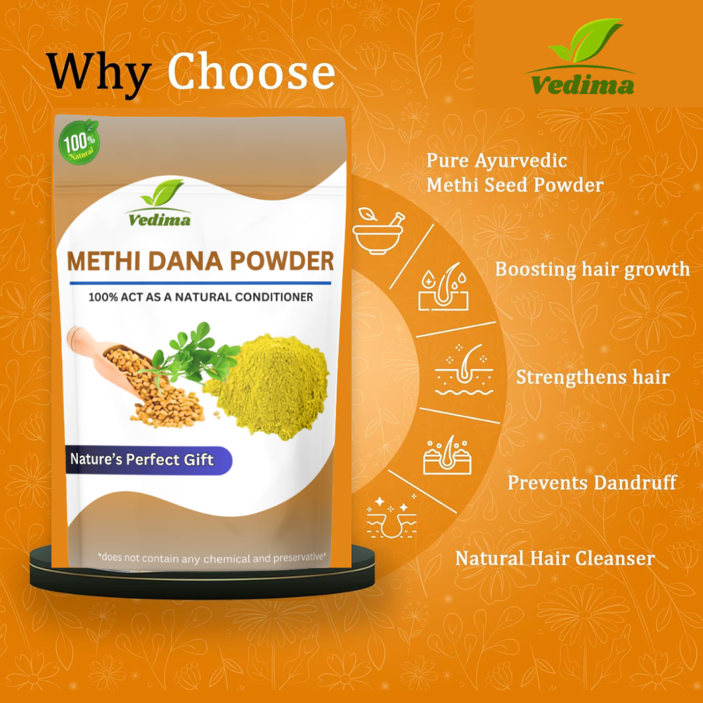 Natural Methi Dana Powder for Healthy Hair & Scalp - Vedima