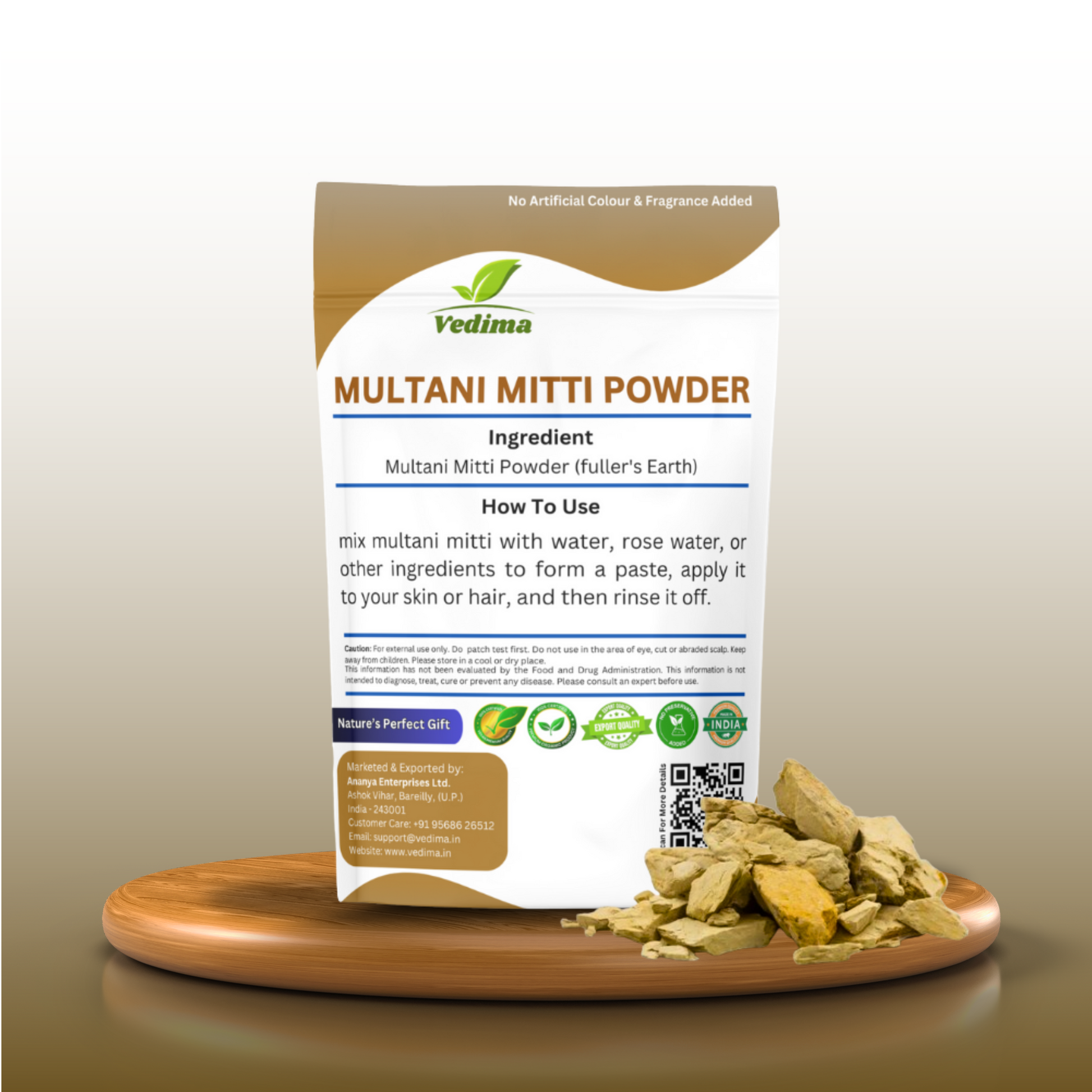 Natural Multani Mitti Powder for Glowing Skin & Healthy Hair - Vedima