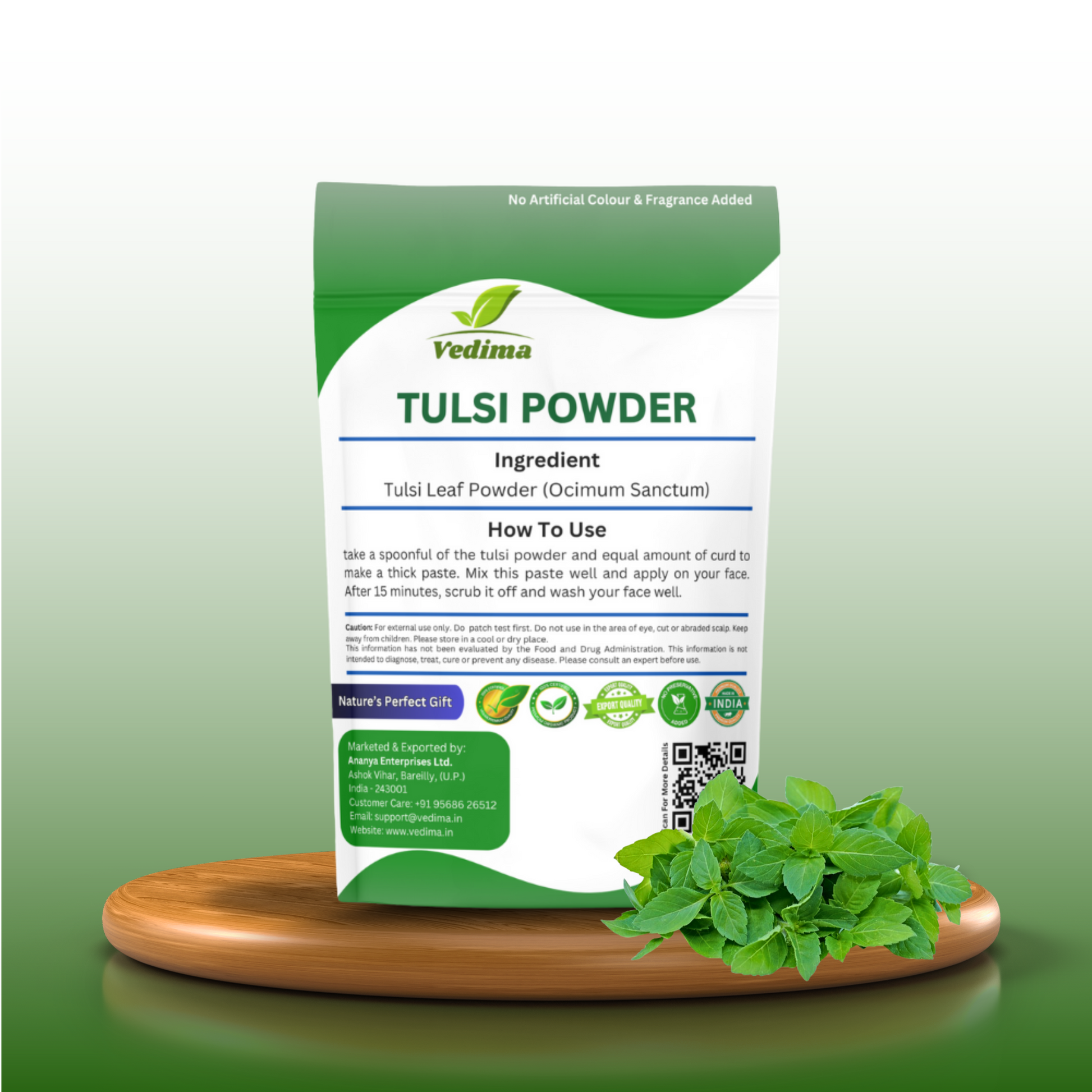 Natural Tulsi Leaf Powder for Hair & Skin - Vedima