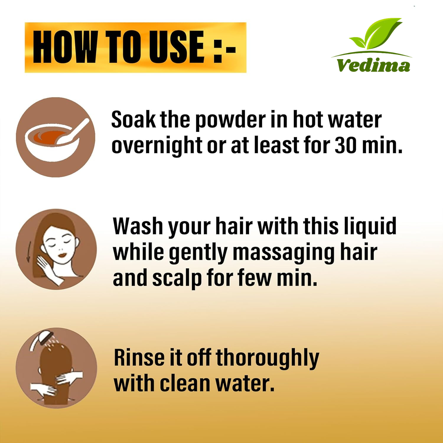 Natural Hair Shampoo With Amla, Reetha, Shikakai - Vedima