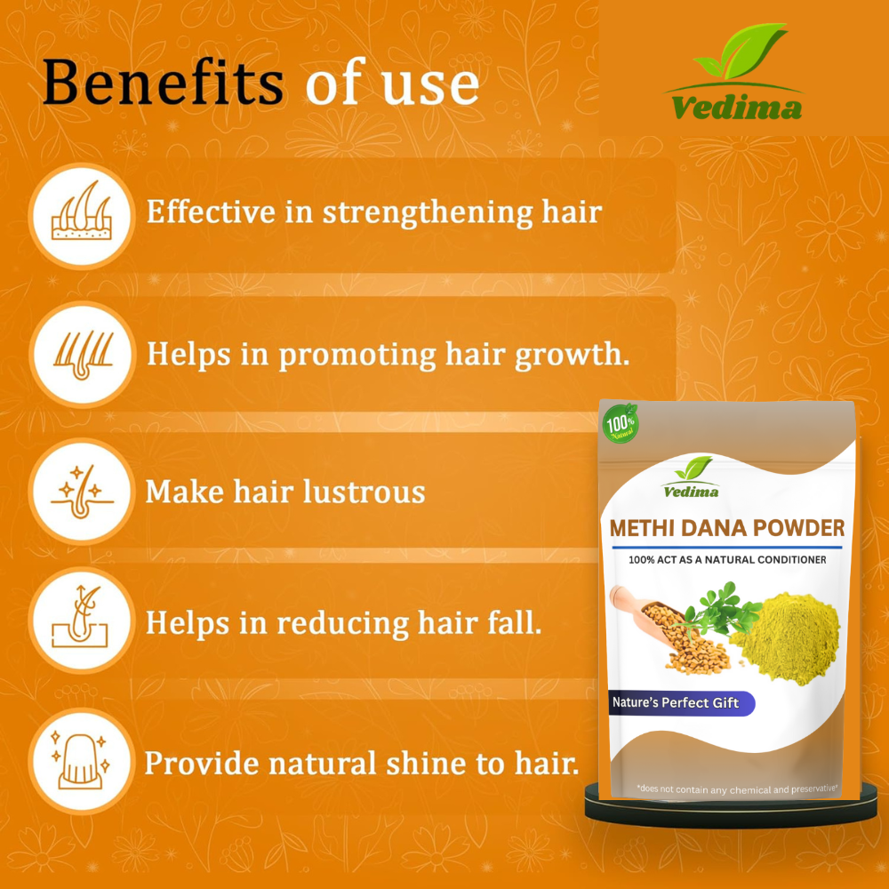 Natural Methi Dana Powder for Healthy Hair & Scalp - Vedima