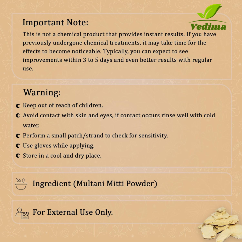 Natural Multani Mitti Powder for Glowing Skin & Healthy Hair - Vedima