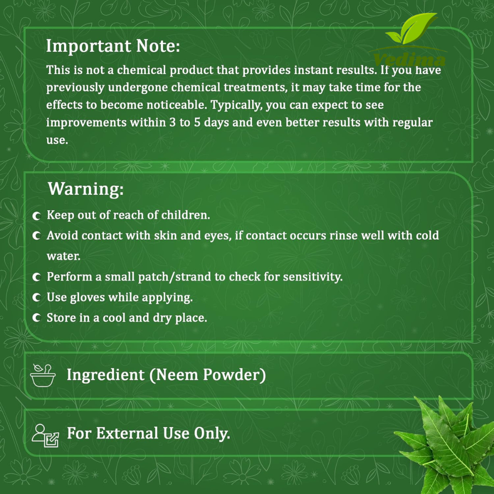 Pure Neem Leaf Powder for Clear Skin & Healthy Hair - Vedima