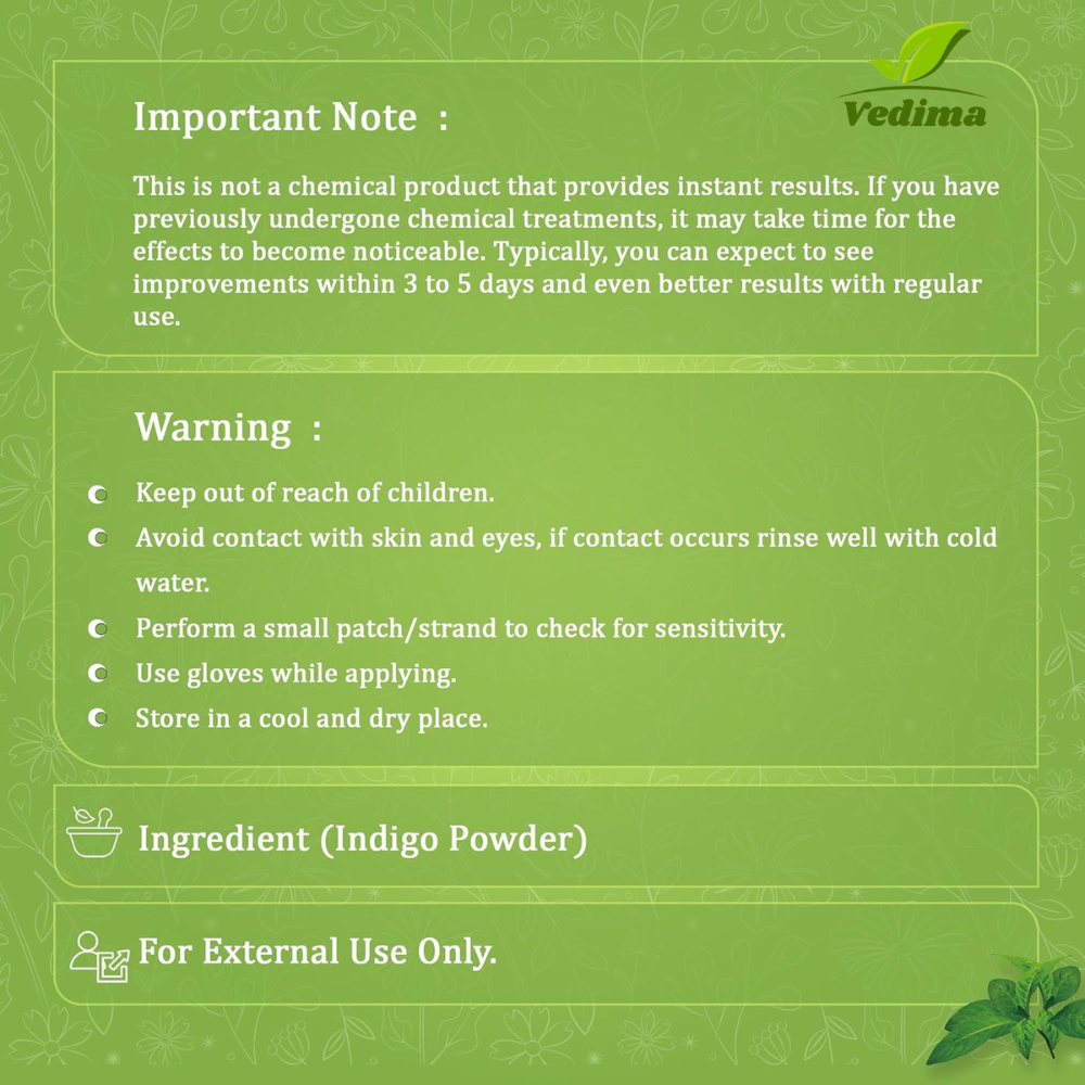 Indigo Leaves Powder – Natural Hair Dye for Black Hair - Vedima