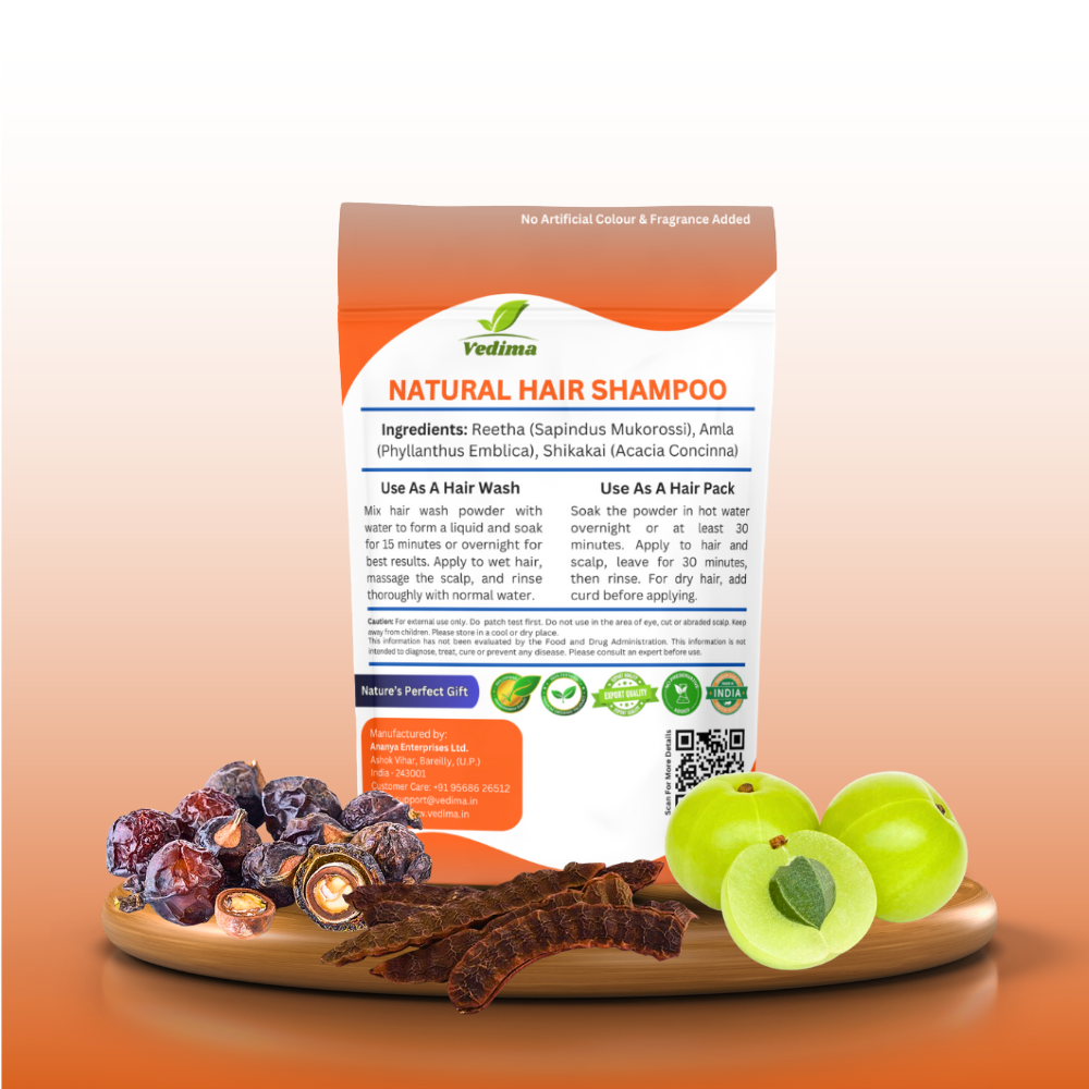 Natural Hair Shampoo With Amla, Reetha, Shikakai - Vedima