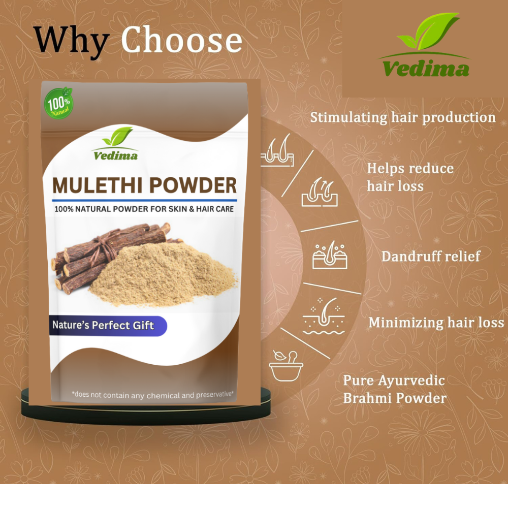 Mulethi Roots Powder for Healthy Hair and Glowing Skin - Vedima