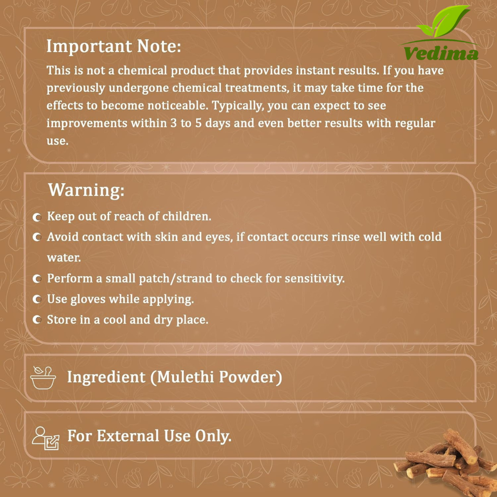 Mulethi Roots Powder for Healthy Hair and Glowing Skin - Vedima