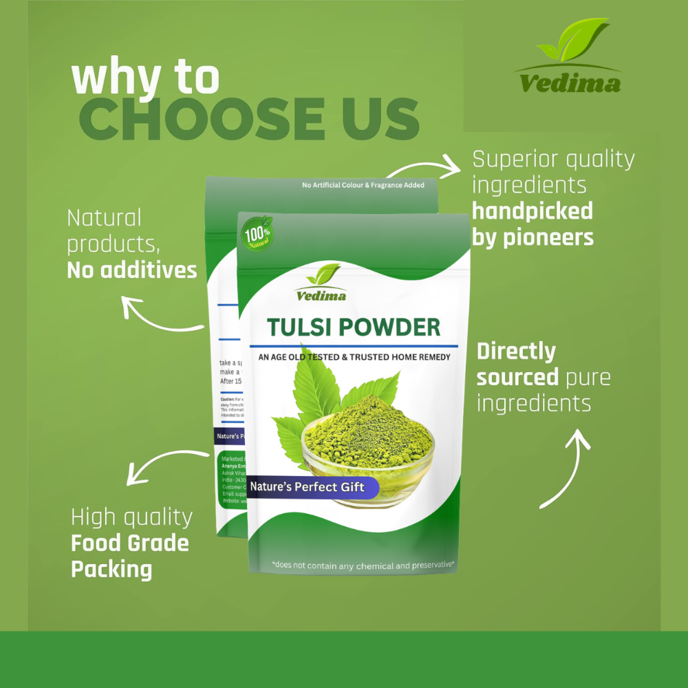 Natural Tulsi Leaf Powder for Hair & Skin - Vedima