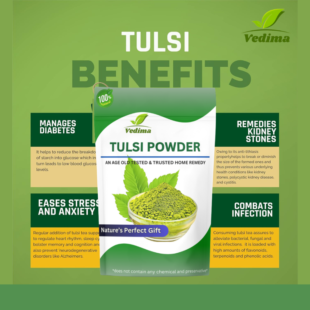 Natural Tulsi Leaf Powder for Hair & Skin - Vedima